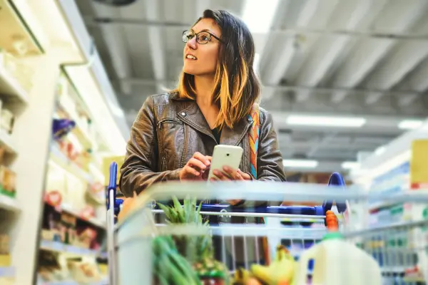 woman shopping for food
